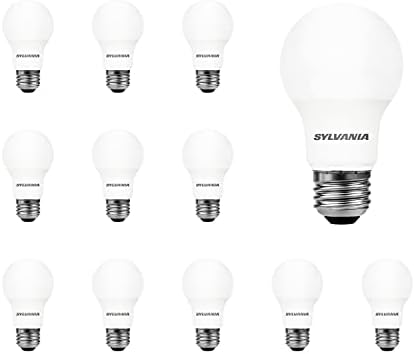 SYLVANIA LED A19 Light Bulb, 40W Equivalent, Efficient 6W, Medium Base, Frosted 2700K Soft White, 12 Pack