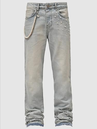 Mens Stacked Jeans Skinny Stretchy Straight Leg Slim Fit Denim Pants Trendy Hip Hop Trousers Streetwear3
