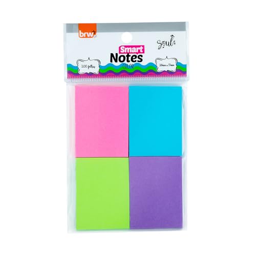 BRW Bloco Adesivo Smart Notes 38x51mm Color Rs/Az/Vd/Rx 50 Folhas