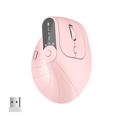 Image of Ergonomic Vertical Mouse, Wireless Optical Bluetooth Mouse - Dual Mode Connectivity BT5.0+BT5.0+2.4GHz Up to 3 Devices, Adjustable DPI & 8 Function Buttons for PC, Laptop, MacBook, Rechargeable