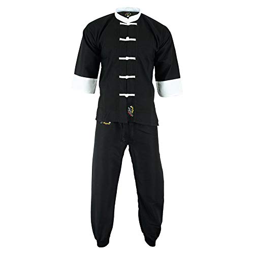 Uniforme Kung Fu pour entraînement enfants Playwell Elite noir et blanc