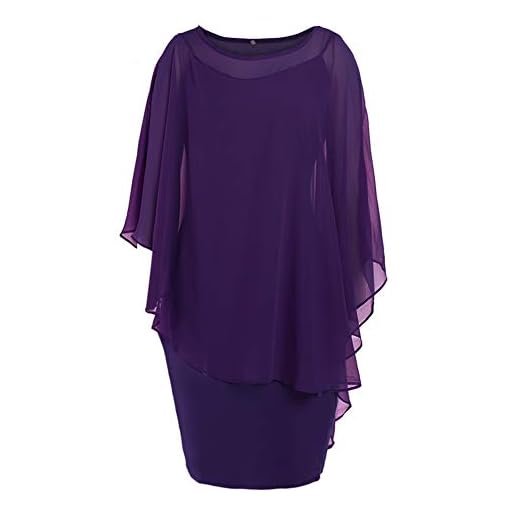 Falda de Gasa de Dos Piezas con Falda de Gasa con Falda de Dos Piezas en Talla Grande para Mujer(5XL-Púrpura)