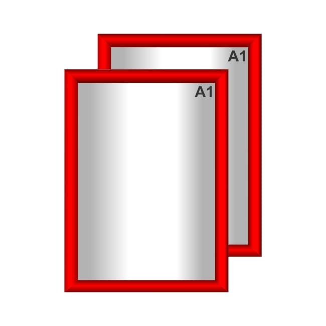 Snap Poster Frames | Certificate Photo Display | Clip Poster Holders for Retail And Advertising Displays | Notice Sign Board Frame for Walls (Red Colour) (2, A1 (594 x 841mm))