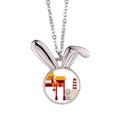 Collier pendentif lapin et lion de style chinois en bijoux animaliers pour cadeau original
