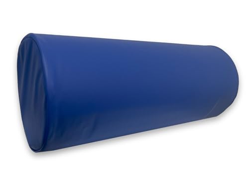 QUIRUMED Cojín Rodillo, 55 x 20 cm, color Azul, Polipiel, Ergonómico, Relleno de espuma, para Yoga, para Fitness, para Masaje
