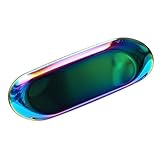 Stainless Steel Towel Tray Storage Tray Dish Plate Tea Tray Fruit Trays Cosmetics Jewelry Organizer, Gradient Color, Oval