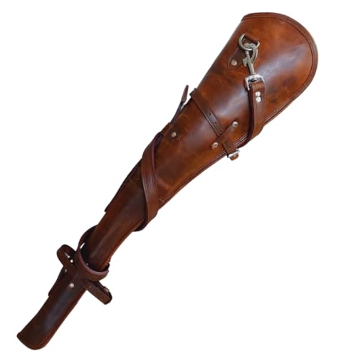 STOCKHORN Hardwex 33” Leather Rifle Scabbard – Western Gun Scabbard for Saddle, ATV, Motorcycle & Dirt Bike – Full-Grain Leather – Fits Henry, Marlin, Winchester Lever Action Rifles (Brown)