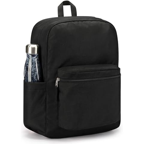 ZORFIN Black Backpack for School Work Travel: Lightweight Bookbag for Girls and Boys - Water Resistant Backpacks for Men and Women Cover