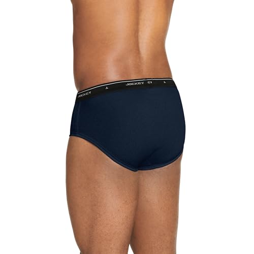 Jockey Men's Underwear Classic Low Rise Brief - 6 Pack, Denim/Cinder Heather/Black, 34