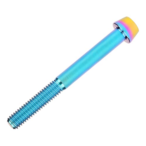 Image of Titanium Ti Bolt M5x9 16 18 20 25 30 35 40 45 50 55 60mm Tapered Head Screws Pack of 4 (M5x60mm, Iridescent Blue)