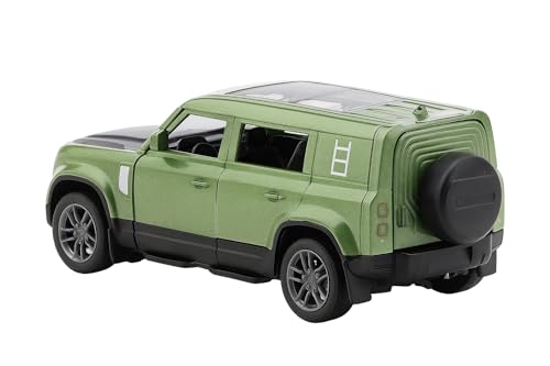 Image of 1:36 Scale Range Rover Defender Die-Cast Toy Car - Pull-Back Alloy Model Vehicle with Light and Sound Openable Doors for Kids, Boys & Collectors (Green)