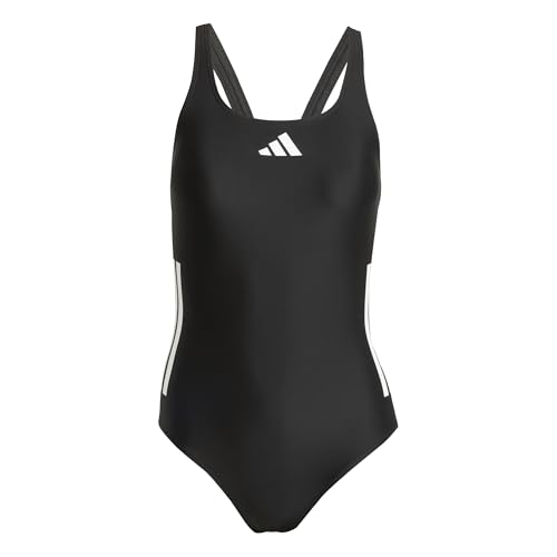 adidas Damen 3 Stripes C-Back Swimsuit Swimwear, Black/White/White, 42 1