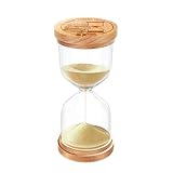 CNCJ 1 Minute Wooden Sand Timer, Hourglass Light Gold Small Sand Watch for Desk Decor Kitchen Classroom Office Study Home Decoration