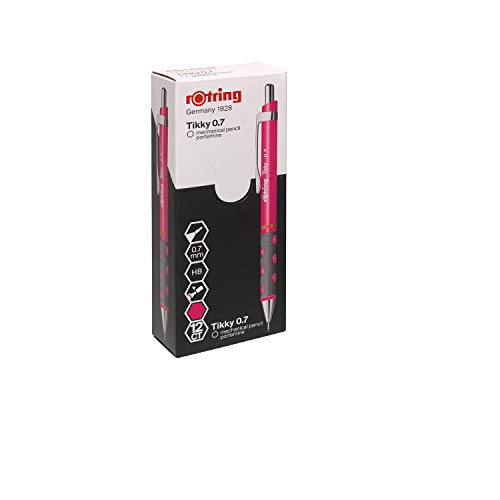 rOtring Tikky - Portaminas HB de 0,70 mm, rosa neón, caja de 12