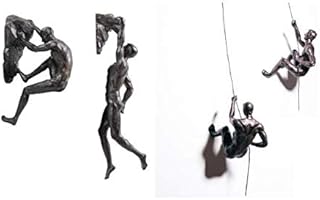 4x Large Bronze Rock Climbing Abseiling Men Hanging Ornament Figures Climbing Men Wall-hanging Figurine Abseiling Ornaments Sculptures Wall Art Resin and Metal Hanging on Wire B-BCDE