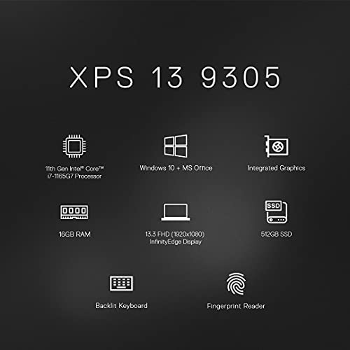 Image of Dell XPS 9305 Intel i7-1165G7 13.3 inches FHD Display Thin and Light Laptop (16GB / 512GB SSD /Integrated Graphics /Windows 10 + MSO /Backlit KB + FPR /Silver Color) D560050WIN9S, 1.23Kg