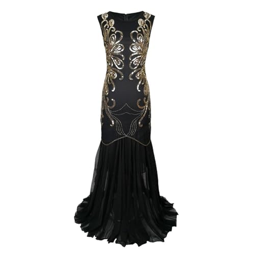 Robe à paillettes pour femme style Gatsby avec maille délicate et finitions haute couture