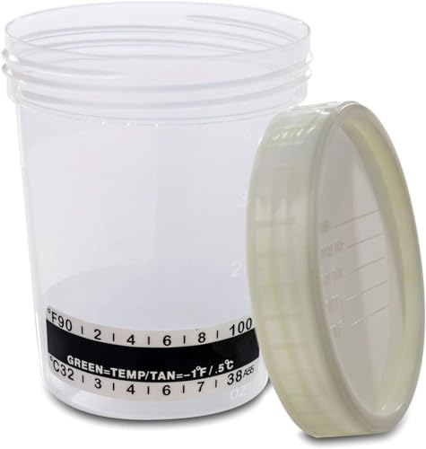 Steriler Urinbecher/Probenbecher Schraubverschluss 120 ml mit Temperaturanzeige 5 Stück
