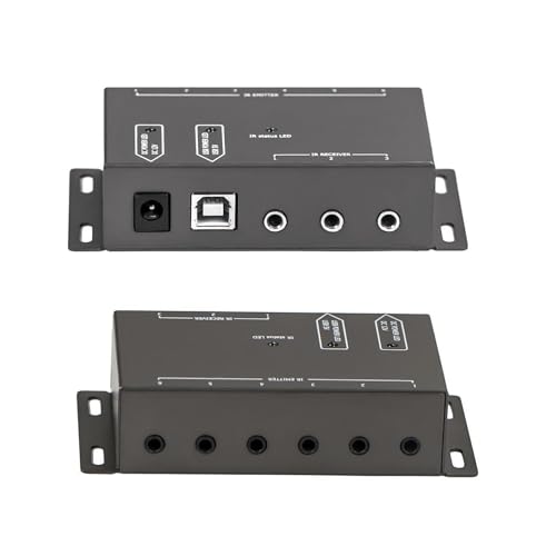 IR Repeater Infrared Repeater System Kit Control Up to 10 Devices Hidden IR Remote Extender Set for Set-top Box, Amplifier, Receiver, DVD, AVR, Blu-ray Player, More