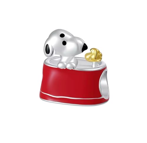 Abalorio Snoopy de plata de ley 925 compatible con pulsera de abalorios Pandora