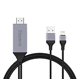 [Instrucción] Conecte el puerto USB a un cargador de enchufe "5V, 1A"; conecte el puerto HDMI a sus dispositivos compatibles equipados con HDMI; y conecte el puerto Lightning a su iPhone, iPad o iPod. Espere 10 segundos y luego ingrese su contraseña y haga clic en "confiar" en tu iPhone, iPad o iPod para permitir que se refleje en el televisor, proyector, monitor u otra pantalla compatible conectada.