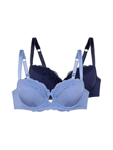 DORINA Celine Full Cup Bra Multi-Pack (2 Pcs) - Non-Padded, Underwired, Lace Detail for Curve Sizing