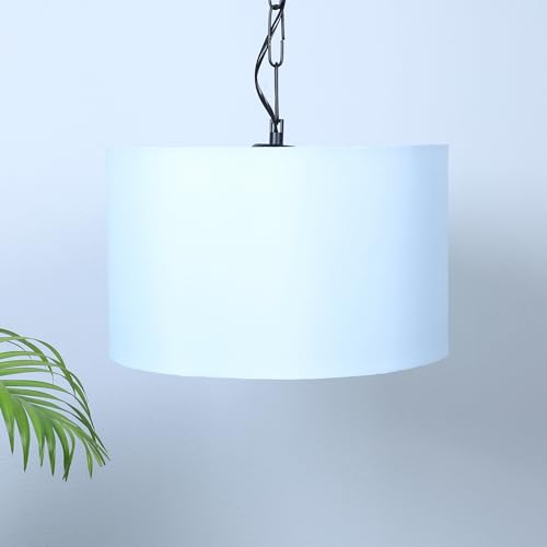 Image of tu casa SkyBlue Fabric Glow Pendent Light Hanging Lamp for Bedroom, Living Room, Lounge, Office, Gifting Area Without Bulb for Home Decoration (Height - 20 inch)