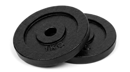 Image of Cast Iron Weight Plates for Home Gym (Centre Hole 30mm)- Standard Gym Plates for Strength Training, Durable & Rust-Resistant, Multiple Weight Options | From the House of Healthycliq | Sedex Certified | Bodybuilding Fitness And Core Fitness (2KG (1KG X 2), Cast Iron)