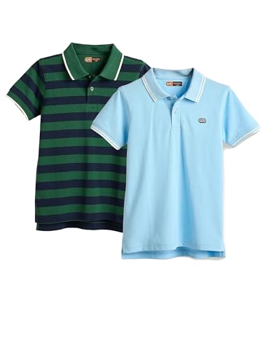 Image of Amazon Brand - Symbol Boys Cotton Rich Striped Polo Tshirt | Collar Tshirts | Half Sleeves | Regular Fit