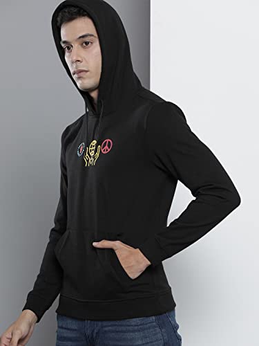 Image of The Indian Garage Co Men Regular Fit Typography Overhead Hooded Sweatshirt