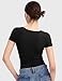 PUMIEY V Neck T Shirts for Women Short Sleeve Sexy Going Out Tops Double Lined Top Basic Tee Shirt, Jet Black Medium