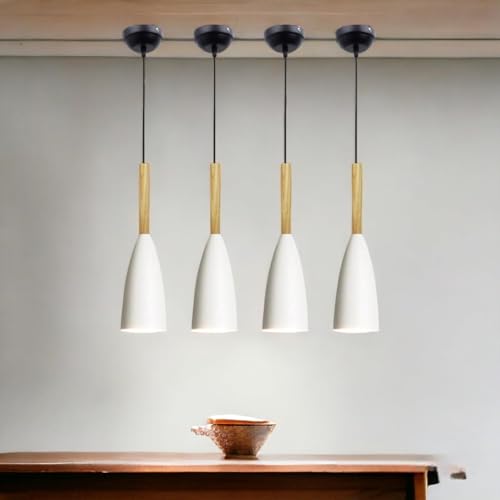 Image of GreyWings Modern Cone White Aluminium Hanging Pendant Light Cord, Antique Decor,Bulb not Included, Pack of 2