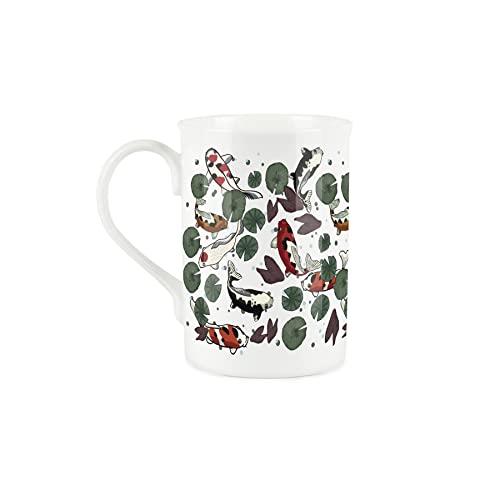 Purely Home Koi Fish Pond Mug - Bone China White Cup Coffee/Tea Present Gift - Image 2