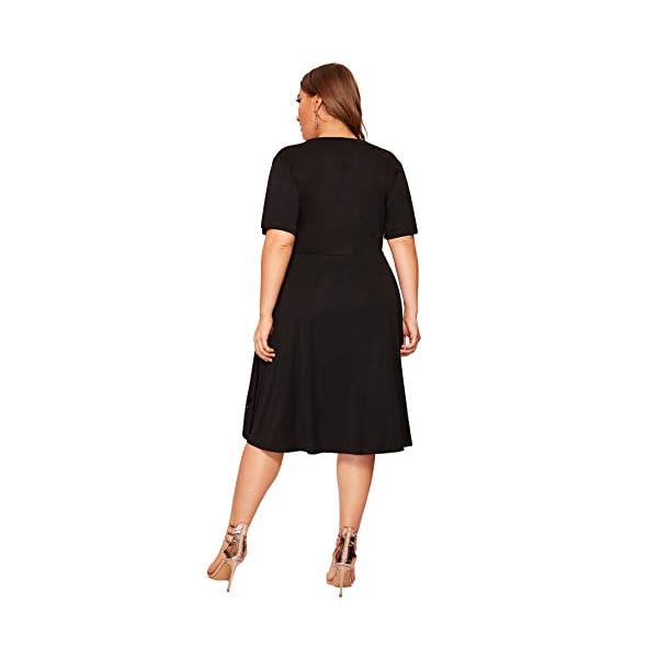 Romwe-Womens-Plus-Size-Cut-Out-A-Line-Swing-Stretchy-Midi-Dresses ROMWE Women's Plus Size Cut Out A Line Swing Stretchy Midi Dresses (2X-Plus, Black)