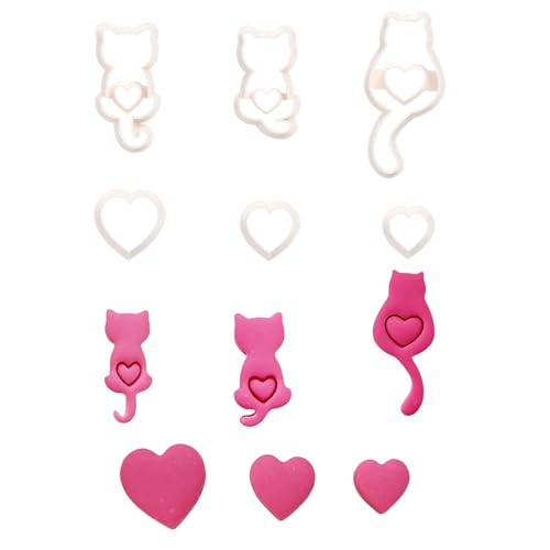 Juego de joyas con estilo de 6 piezas con diseño de cortador de arcilla para gatos pequeños para San Valentín y ocasiones especiales