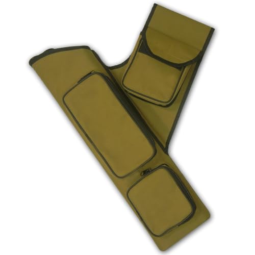 CarolUSA Archery Hunting, Indoor Outdoor Sport, Target Shooting Practicing 4 Arrow Tubes Nylon Fabric Hip Side Arrow Holder,Quiver,Bag With 3 Large Accessories Pockets (Left Handed)