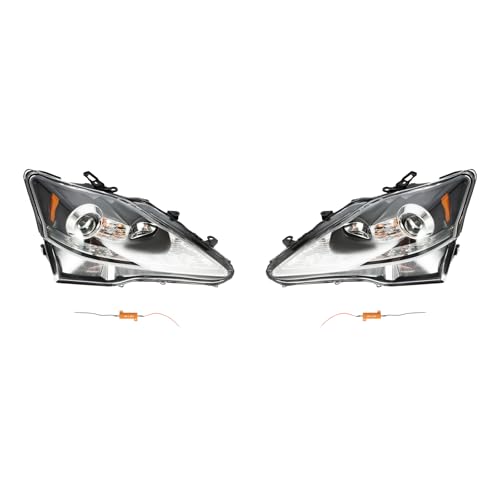 GOSHET Front DRL LED Halogen Headlight Left+Right Side for 2006-2013 Lexus IS250 IS350 Projector Driver & Passenger Head Lights Lamp Direct Replacement Headlamps Assy Set Assembly