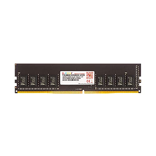 V-Color DDR4 8GB (8GBx1) 3200MHz (PC4-25600) CL22 Standard Desktop Computer PC Ram Memory Module Non ECC Unbuffered DIMM Single Channel1.2V (TD48G32S822-VC)