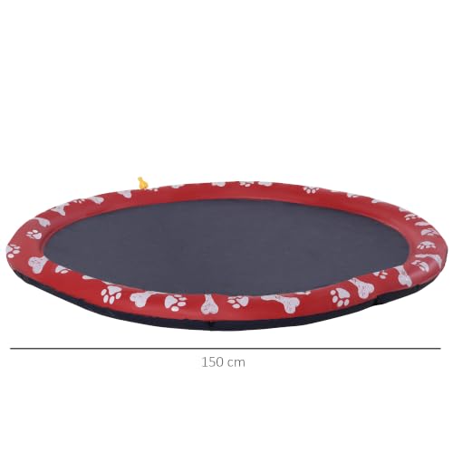 PawHut 150 cm Sprinkler Matte Hunde Aufblasbare Splash Pad rutschfest Rot