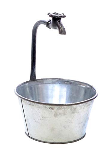 Dio Pflanzgefäß Zinktopf mit Wasserhahn 22x37 cm Pflanzkübel...