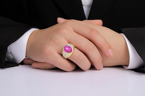 Rylos Men's Nugget Ring in Yellow Gold Plated Silver Cabochon Gemstone and Diamonds in Sizes 8-13.2