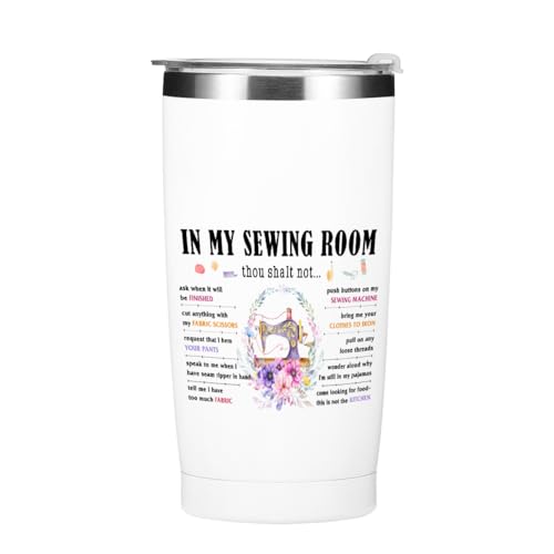 Funny Sewing Lovers Gifts Tumbler, 20 oz Stainless Steel Coffee Mug，Travel Cup，Insulated Cup with Lid for Car, Novelty Quilting Gifts for Women Girlfriend Mother Wife Grandma Christmas Birthday