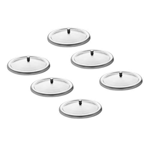 CIYODO Practical Stainless Steel Cup Cover Lids Round Cup Lids for Mugs Wine Glasses Bowls Safe Material Prevent Spill Small Handle for Easy Removal