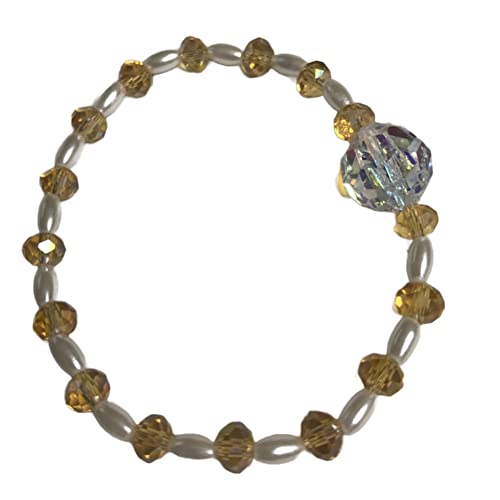 Convenient handmade bead bracelet with oval pearls, artificial beads and beautiful Swarovski crystals