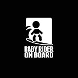 little rider on board Tamaño: 10,7 x 14,6 cm Calcomanías de automóvil Pegatinas de coche Baby SURF Rider on Board Vinilo Pegatina de coche Negro