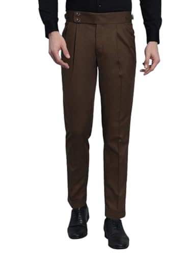 Image of FASHIONEMPIRE Men's Formal Trousers Front Pleated Double Button Gurkha Zion Pant Slim Fit | Stylish Formal Pant for Party and Casual Wear