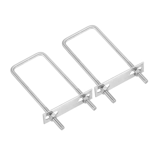 Image of PATIKIL M8x60x120mm Square U-Bolts Kit, 2Set 304 Stainless Steel Square U Shaped Bolts Replacement Parts with Frame Plates and Nuts for Ski Board Sailboat Trailer