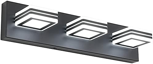 SOLFART Dimmable Toilet Vainness Lights Over Mirror Led Vainness Gentle Fixture 3 Lights Black Lights for Bathtub S9660-3T-BK