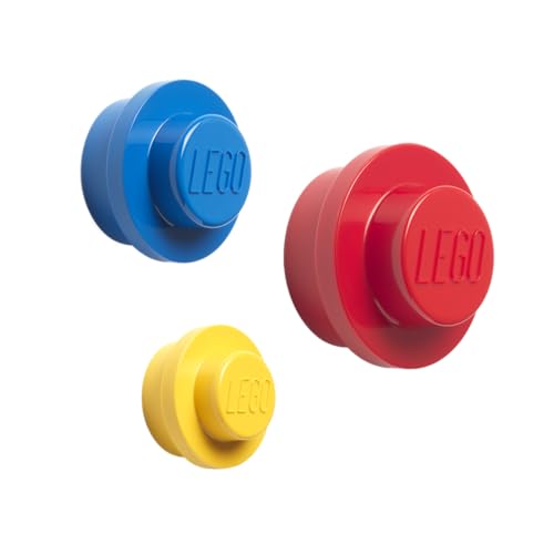 Room Copenhagen Lego-Set Appendiabiti da Parete, Yellow, Blue, Red, Small, Medium And Large, 3 unità