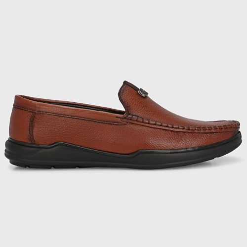 Image of Blue Leather by Centrino Genuine Leather Men's Loafer Shoes | Slip-On with Cushioned Insole | Stylish Round Toe Moccasin for Office, Formal Wear, Business Meeting, Wedding, Party & Everyday Use(4092)